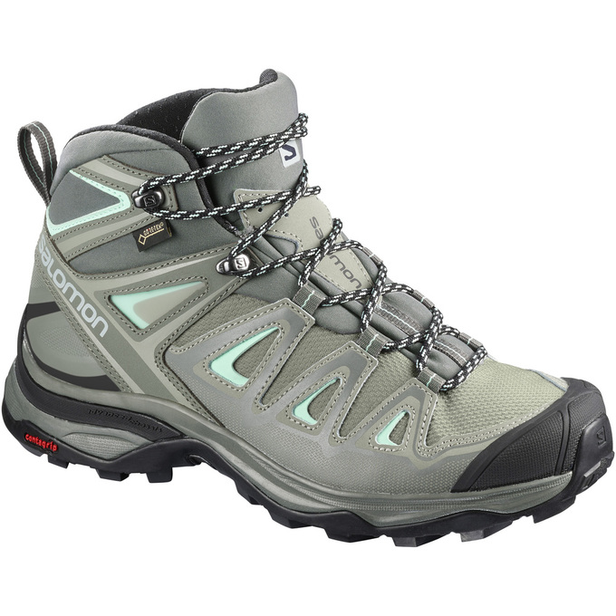 SALOMON X ULTRA 3 WIDE MID GTX® W Philippines - Women's Hiking Shoes - Grey/Black | 580147-WOQ